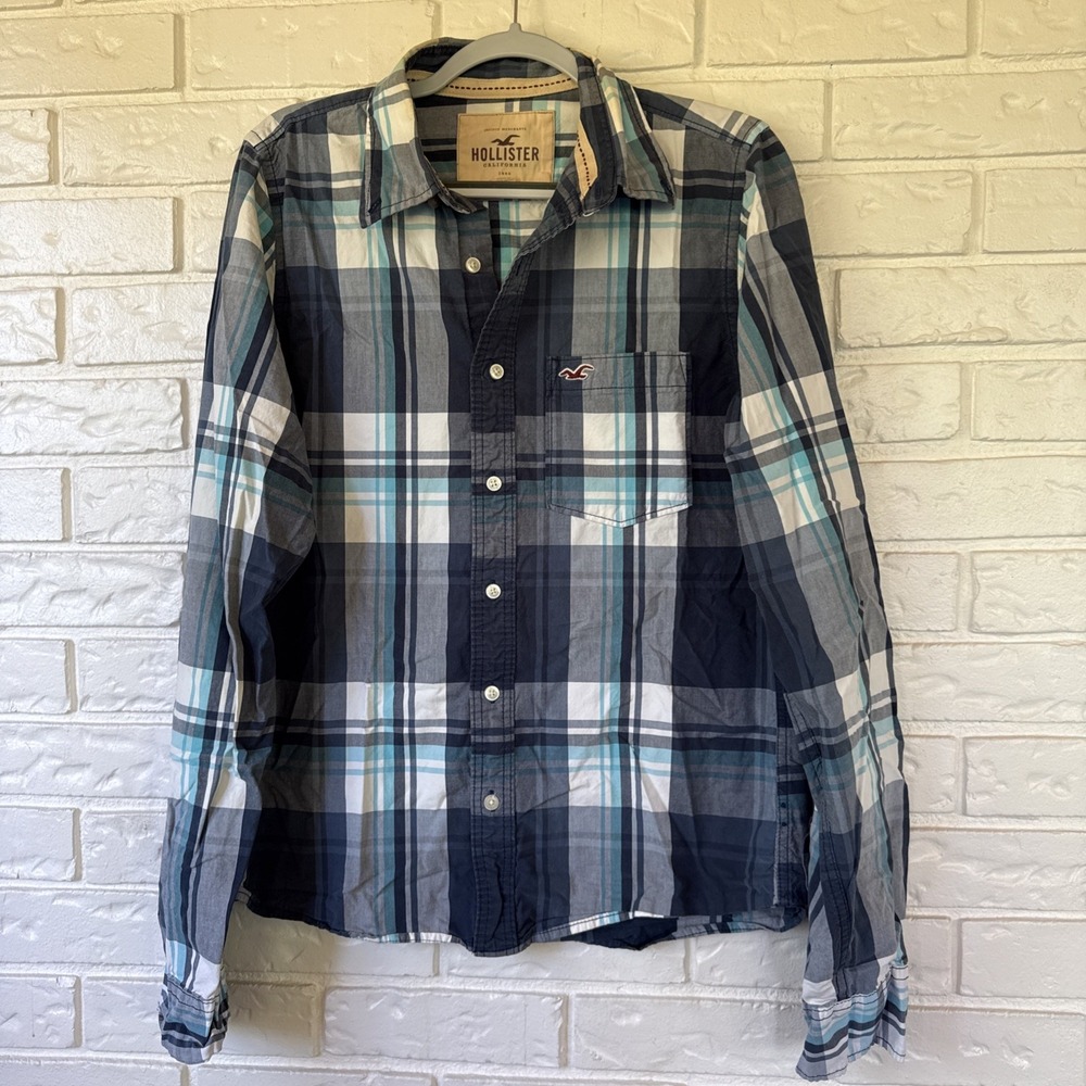 Holster Men's Blue Plaid Button Up Shirt Size XL Fits Like L See Pics